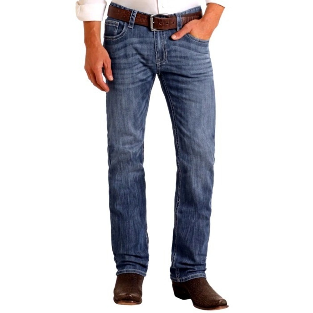 ROCK & ROLL DENIM Men 34x36 Revolver Straight Slim Leg Blue Jeans Western Cowboy